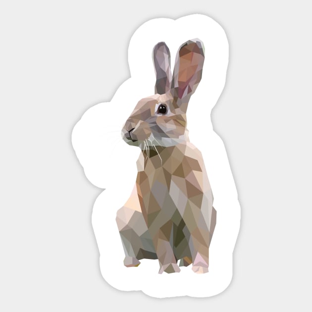 Brown Bunny. Rabbit. Geometric. Lowpoly. Illustration. Digial Art. Sticker by Houseofyhodie